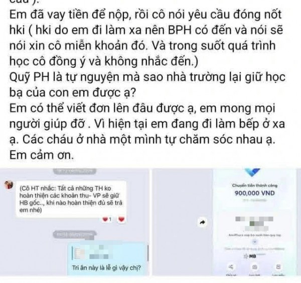Phụ huynh tố 'không được rút học bạ cho con vì chưa đóng quỹ lớp' Phụ huynh tố 'không được rút học bạ cho con vì chưa đóng quỹ lớp'