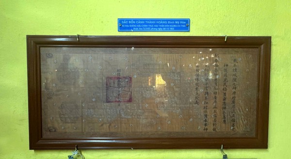 Sắc phong thần vua Tự Đức và câu chuyện báu vật ở đình Mỹ Hòa, Bà Điểm Sắc phong thần vua Tự Đức và câu chuyện báu vật ở đình Mỹ Hòa, Bà Điểm
